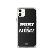 Load image into Gallery viewer, Urgency and Patience iPhone Case - white on black