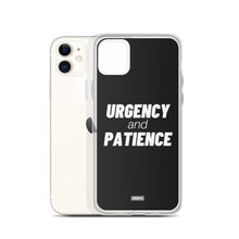 Load image into Gallery viewer, Urgency and Patience iPhone Case - white on black