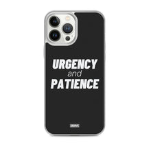 Load image into Gallery viewer, Urgency and Patience iPhone Case - white on black