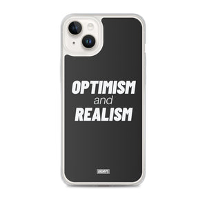 Optimism and Realism iPhone Case - white on black