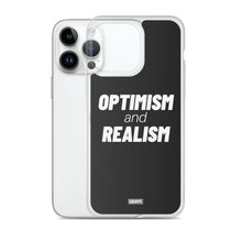 Load image into Gallery viewer, Optimism and Realism iPhone Case - white on black