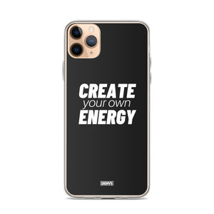 Create Your Own Energy iPhone Case - white on black