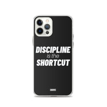 Load image into Gallery viewer, Discipline is the Shortcut iPhone Case - white on black