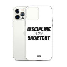 Load image into Gallery viewer, Discipline is the Shortcut iPhone Case - black on white