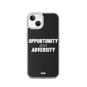 Opportunity and Adversity iPhone Case - white on black