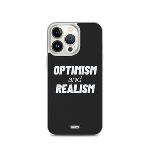 Optimism and Realism iPhone Case - white on black