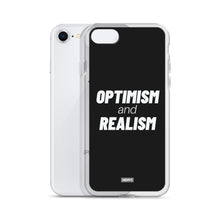 Load image into Gallery viewer, Optimism and Realism iPhone Case - white on black