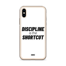 Load image into Gallery viewer, Discipline is the Shortcut iPhone Case - black on white