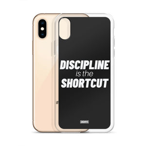 Discipline is the Shortcut iPhone Case - white on black
