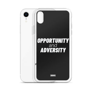 Opportunity and Adversity iPhone Case - white on black
