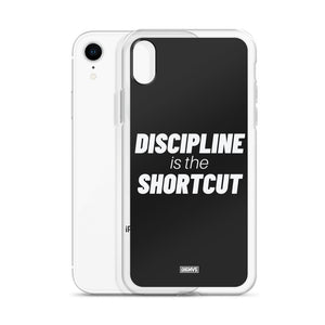Discipline is the Shortcut iPhone Case - white on black