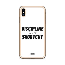 Load image into Gallery viewer, Discipline is the Shortcut iPhone Case - black on white